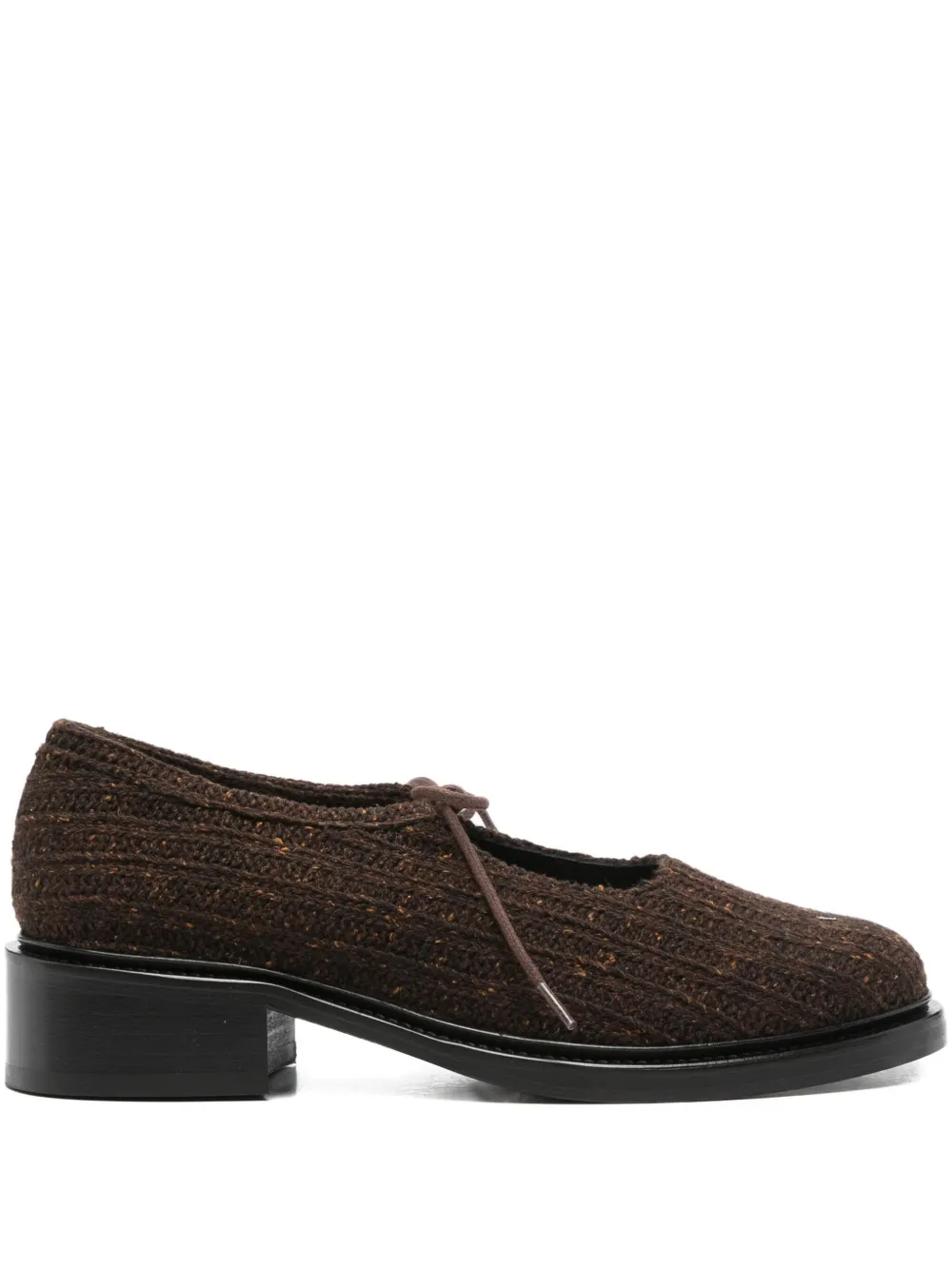 Nicole Saldaña Fabiana Textured-knit Mules In Brown