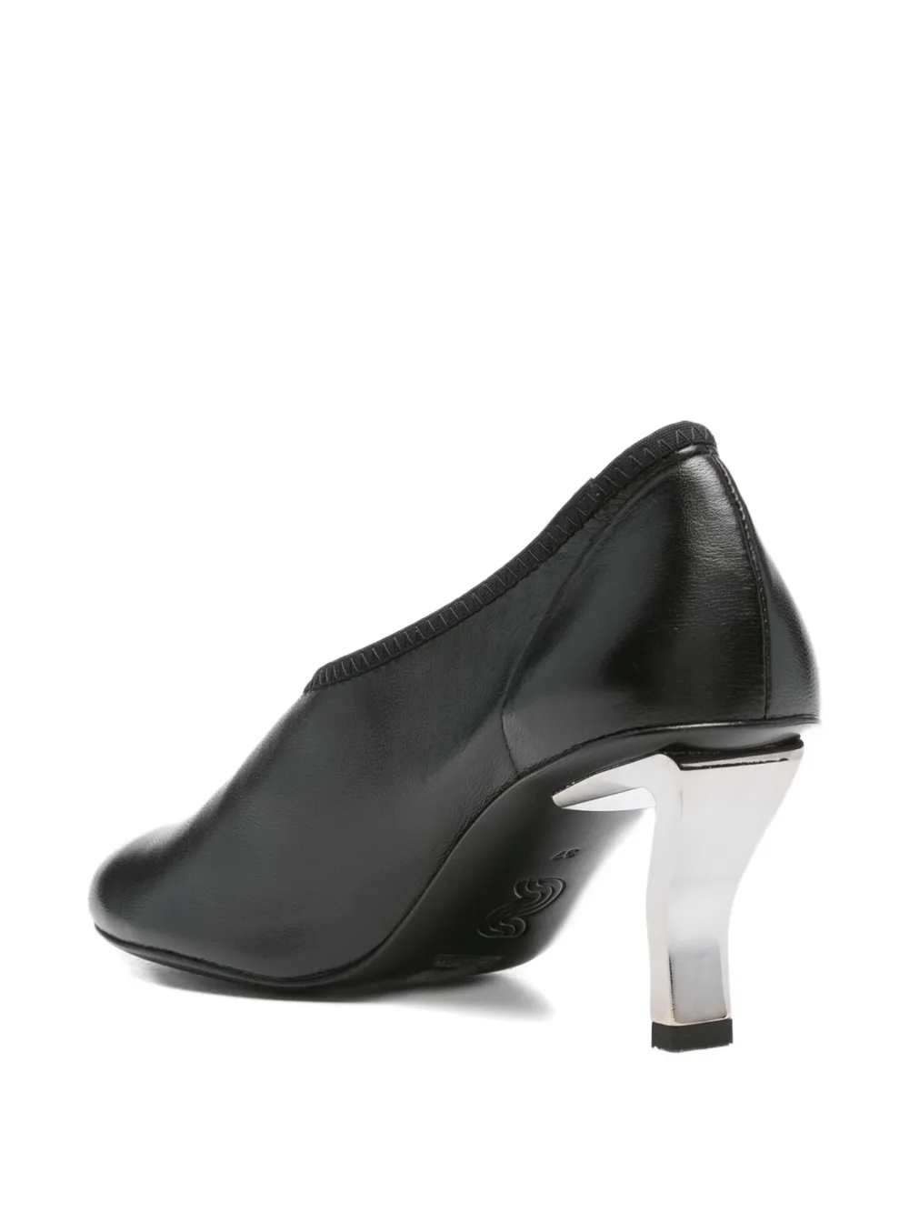 Nicole Saldaña Leren pumps met bewerkte hak Zwart