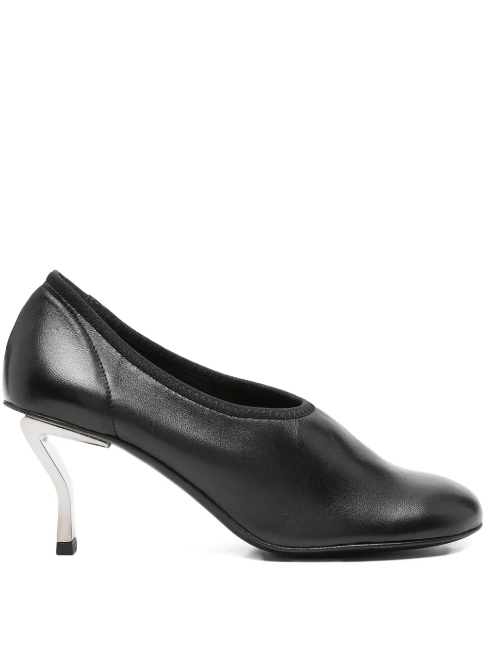 Nicole Saldaña Leren pumps met bewerkte hak Zwart