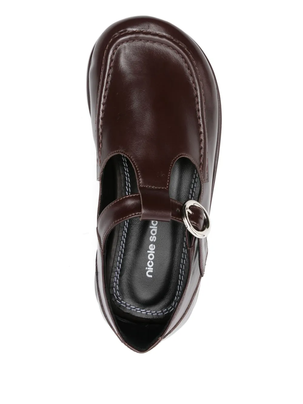 Nicole Saldaña buckle-fastening T-bar loafers Brown