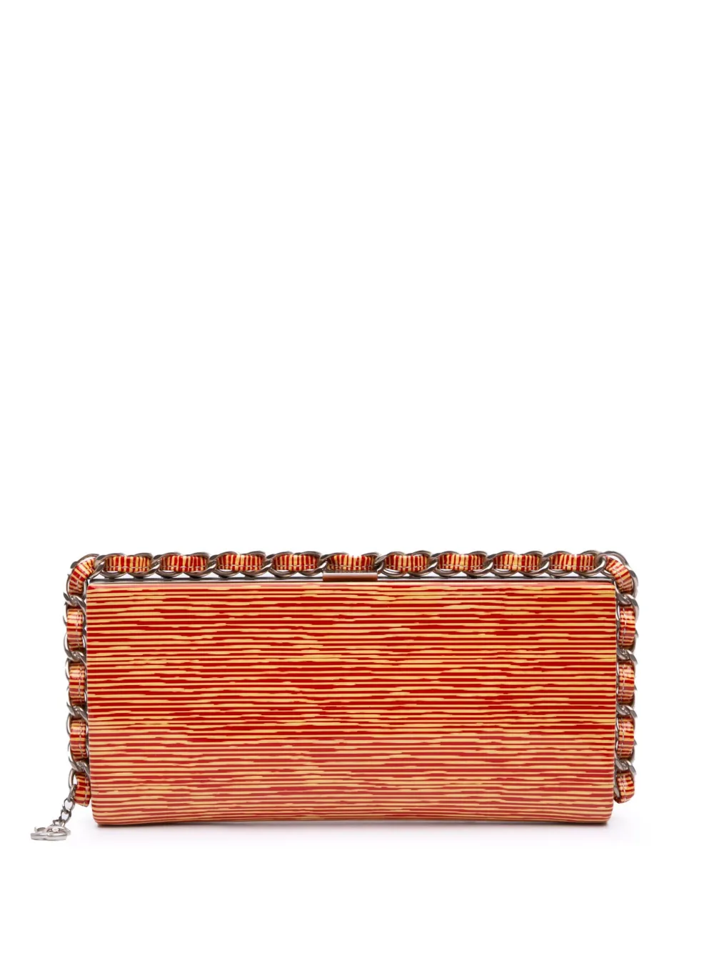 2013-2014 CC Patent Striped Chain Around clutch bag