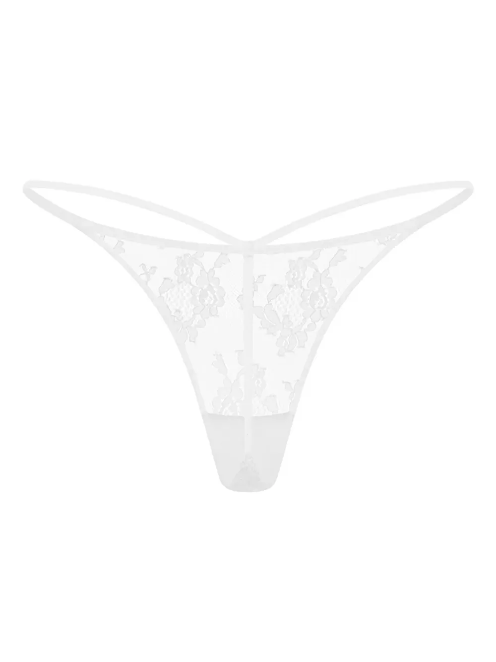 Zhilyova Tara Floral-lace Thong In White