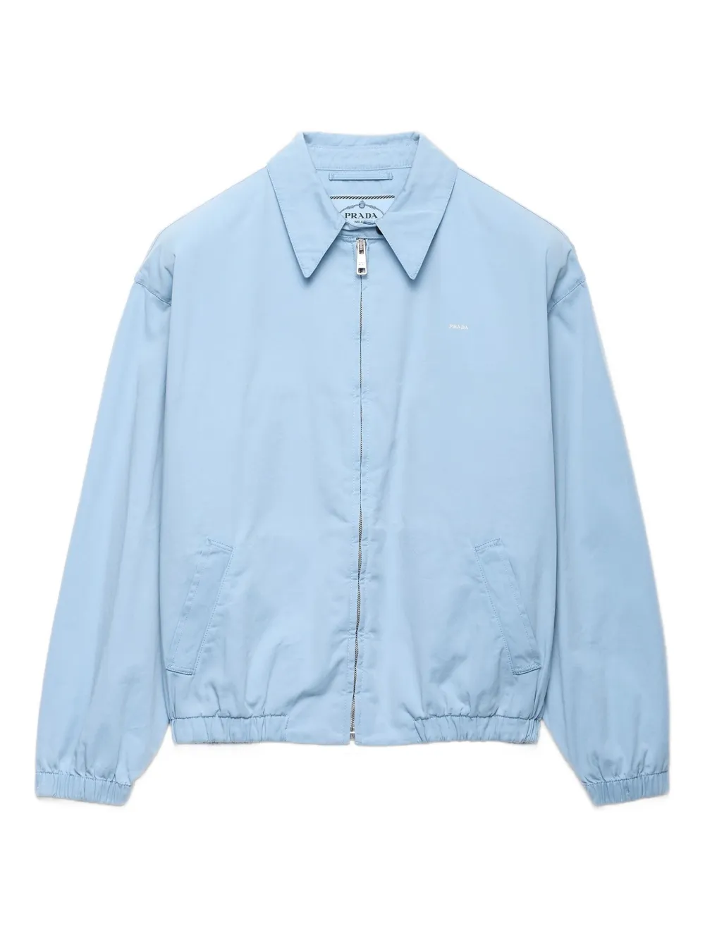 Prada elasticated-cuff embroidered-logo jacket Blauw
