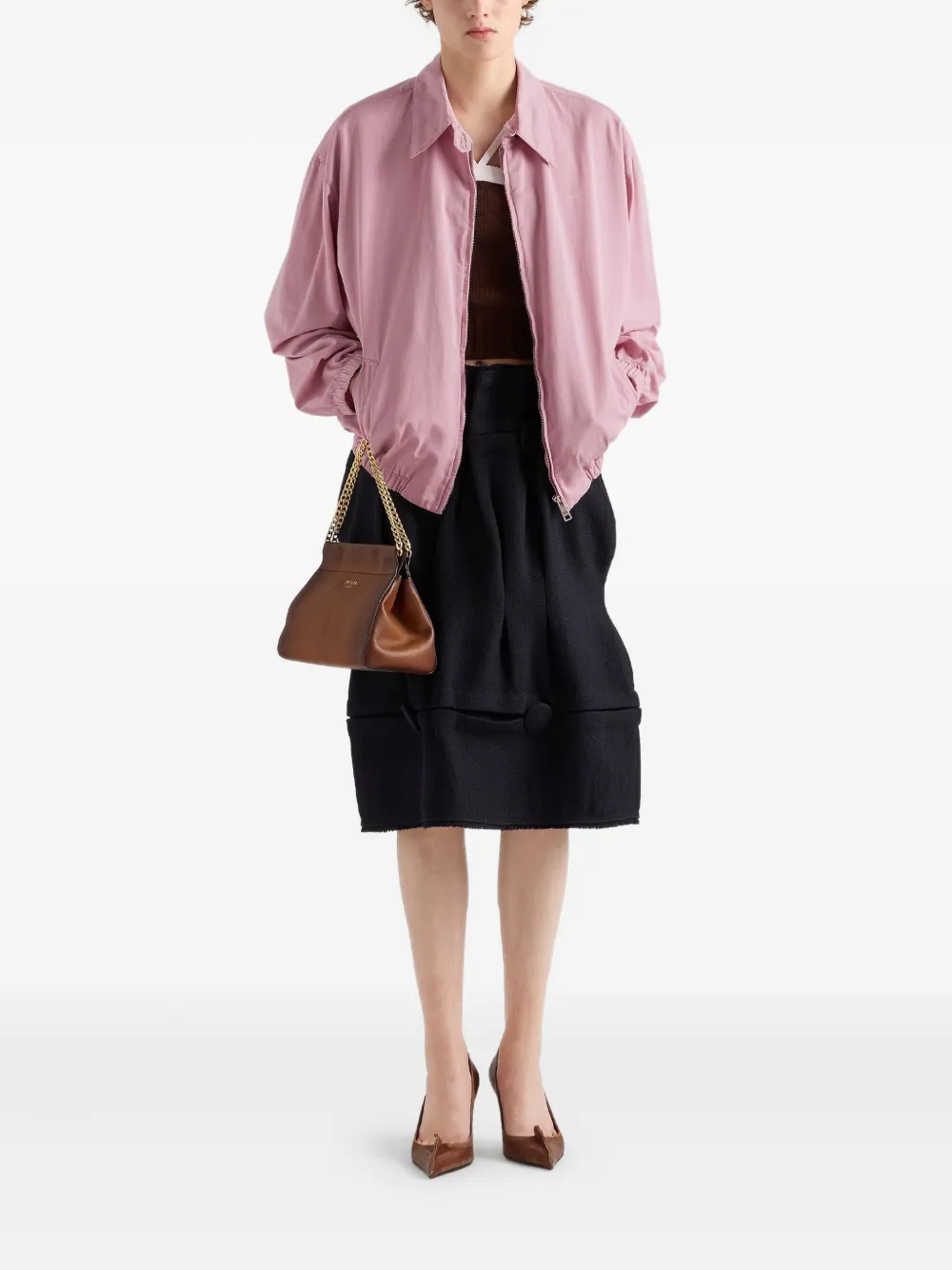 Prada shirt-collar welt-pocket jacket Roze