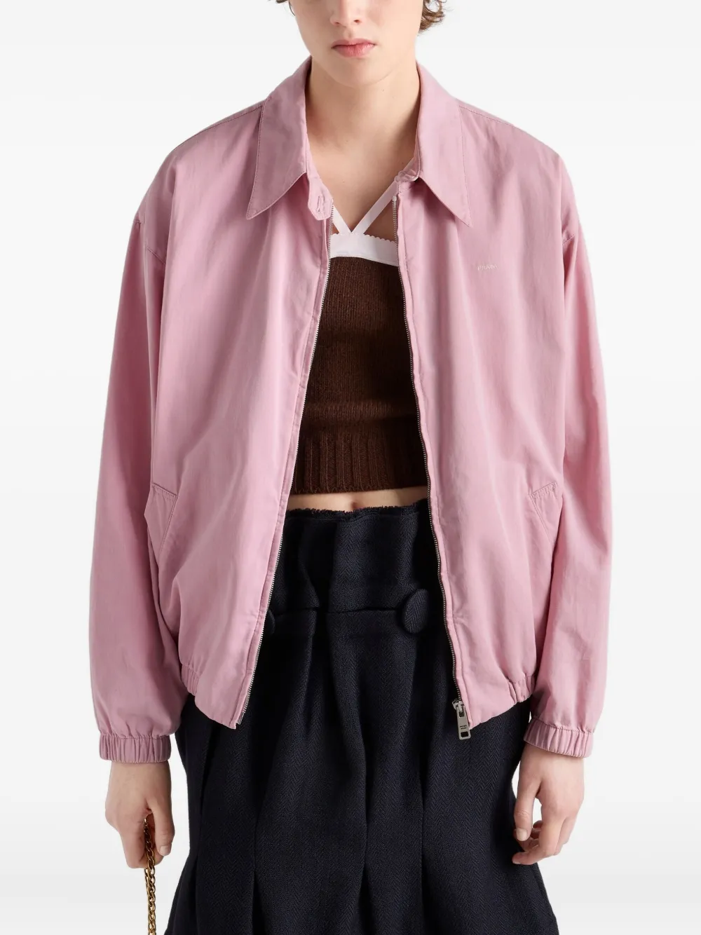 Prada shirt-collar welt-pocket jacket Roze