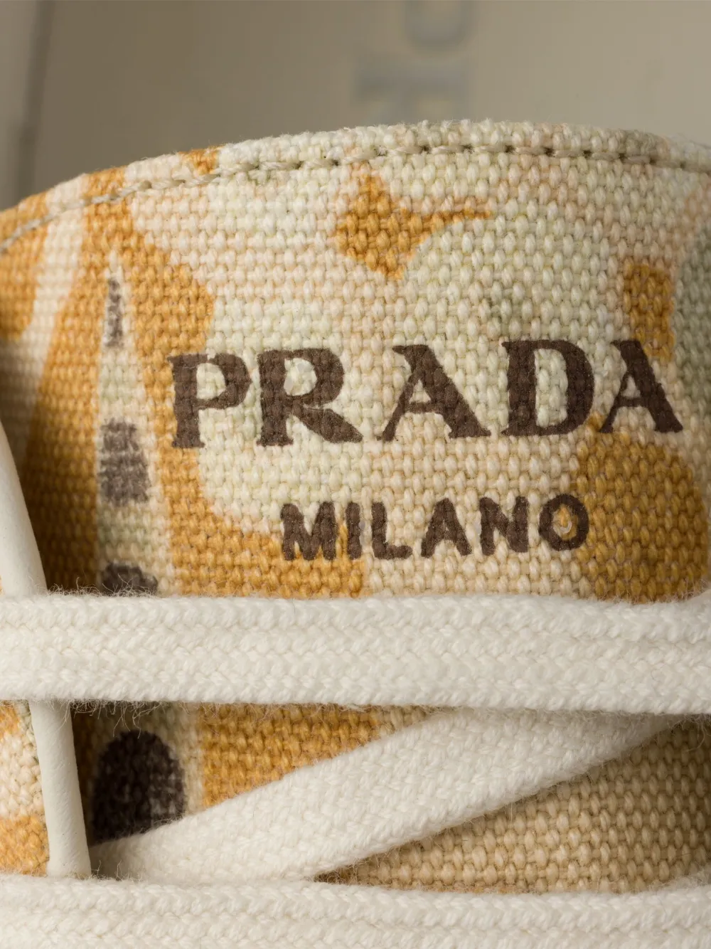 Prada floral print lace-up sneakers Neutrals