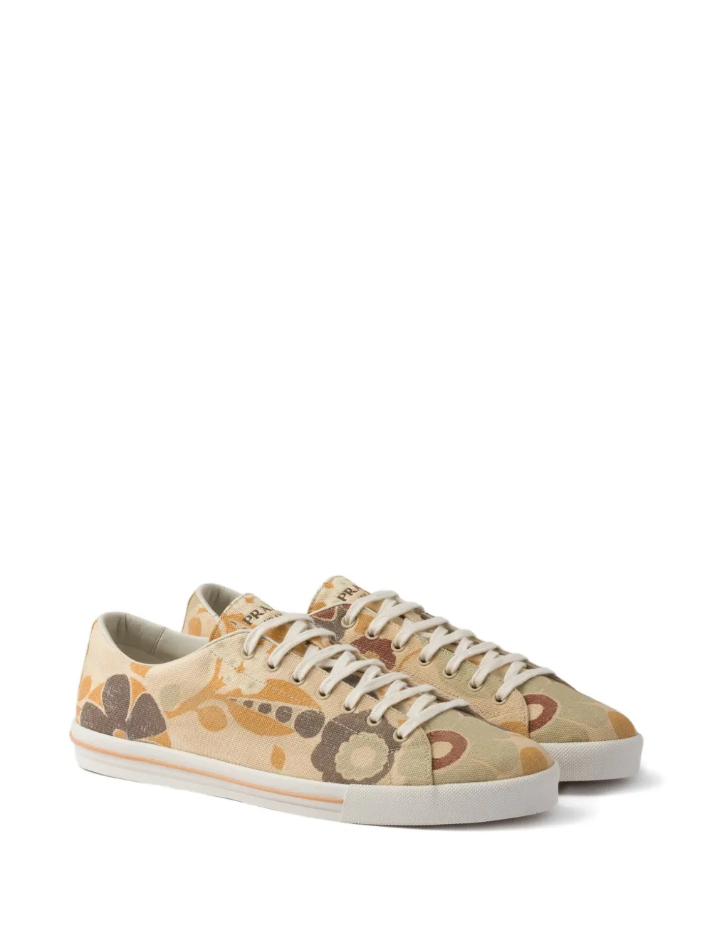 Prada floral print lace-up sneakers Neutrals