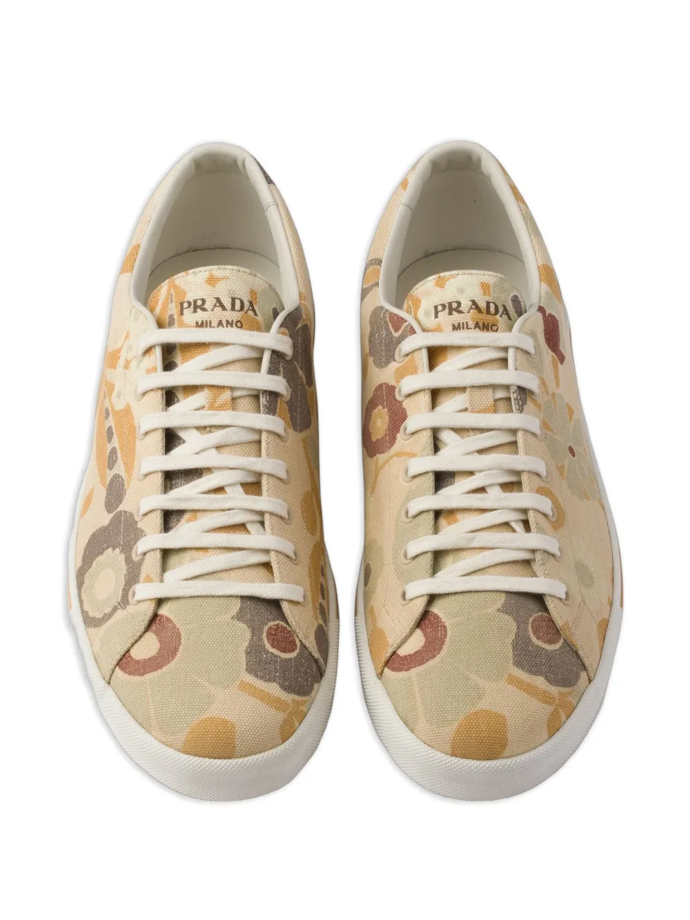 Prada floral print lace-up sneakers Neutrals
