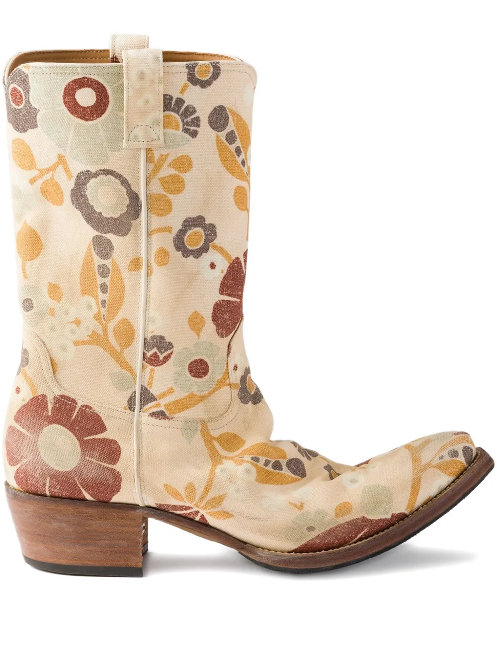 Prada floral-print cowboy boots Neutrals