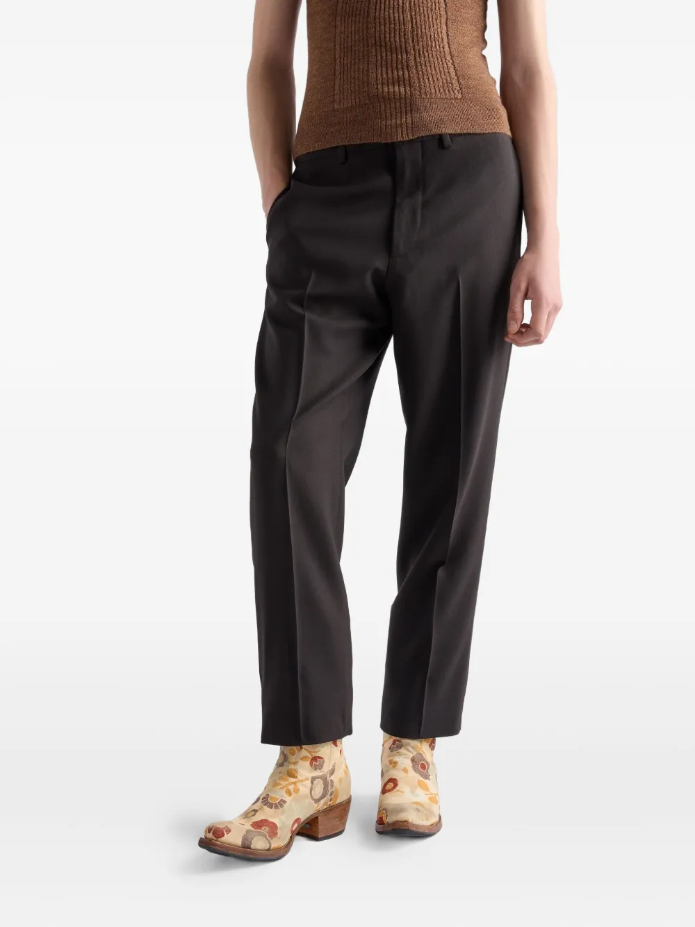 Prada floral-print cowboy boots Neutrals