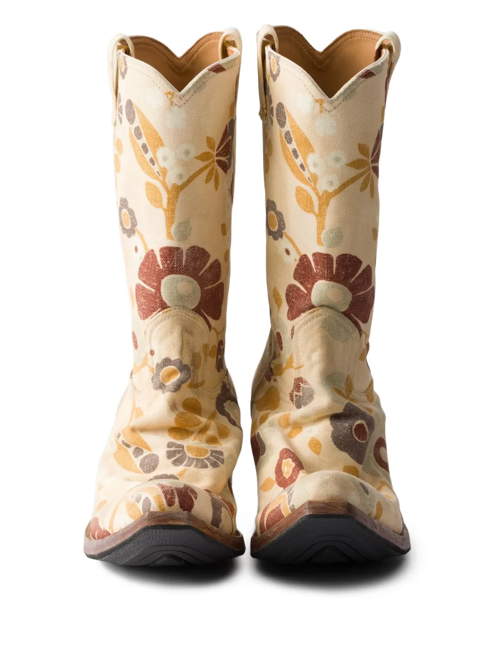 Prada floral-print cowboy boots Neutrals