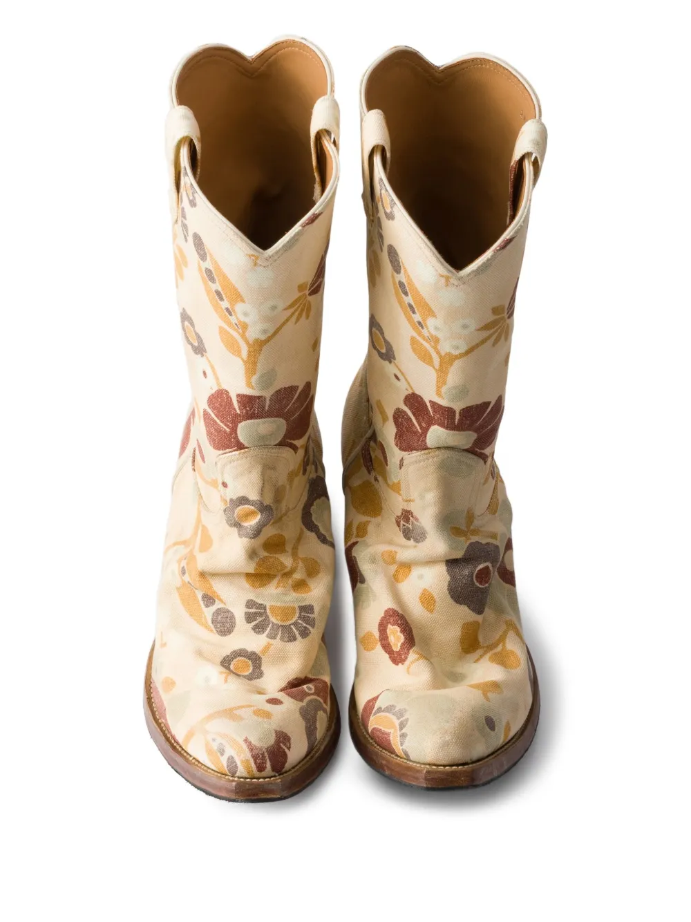 Prada floral-print cowboy boots Neutrals