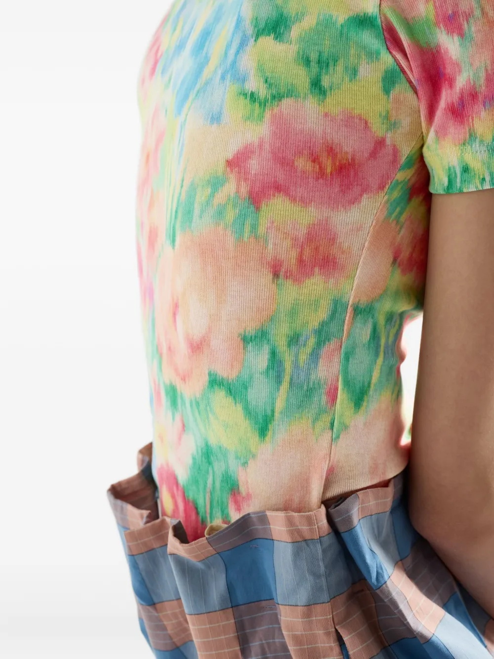 Prada Geribbeld T-shirt met bloemenprint Groen