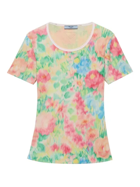 Prada floral-print ribbed T-shirt