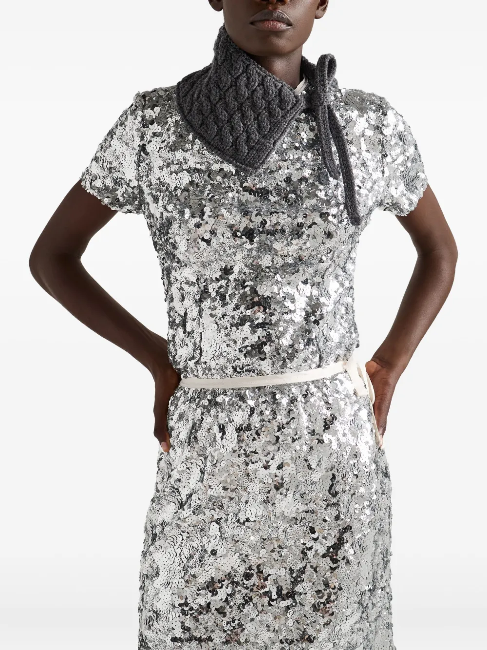 Prada sequin-embellished wrap skirt Zilver
