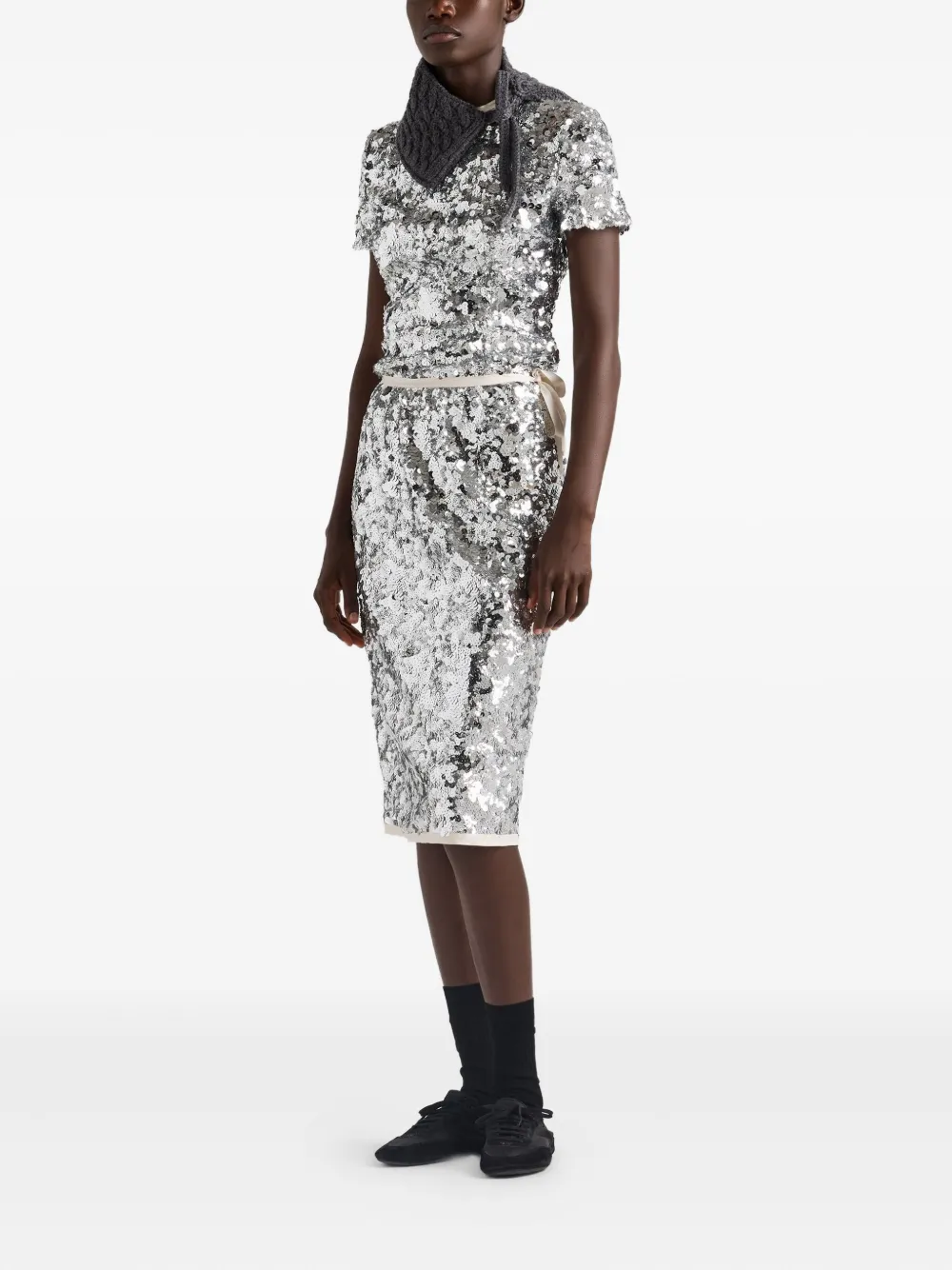 Prada sequin-embellished wrap skirt - Zilver