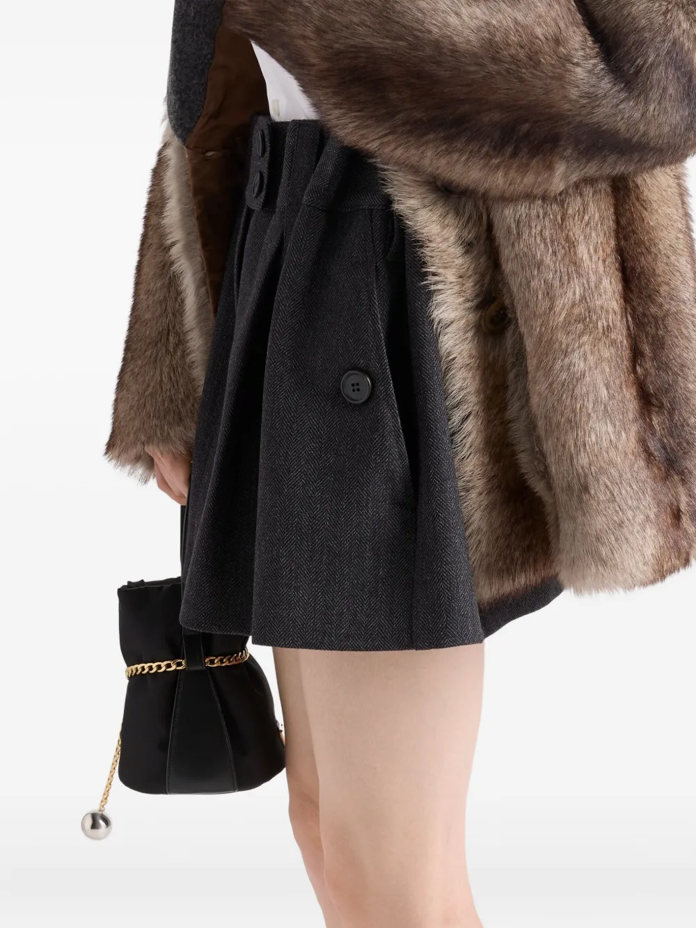 Prada Mini-plooirok met chevron patroon Grijs