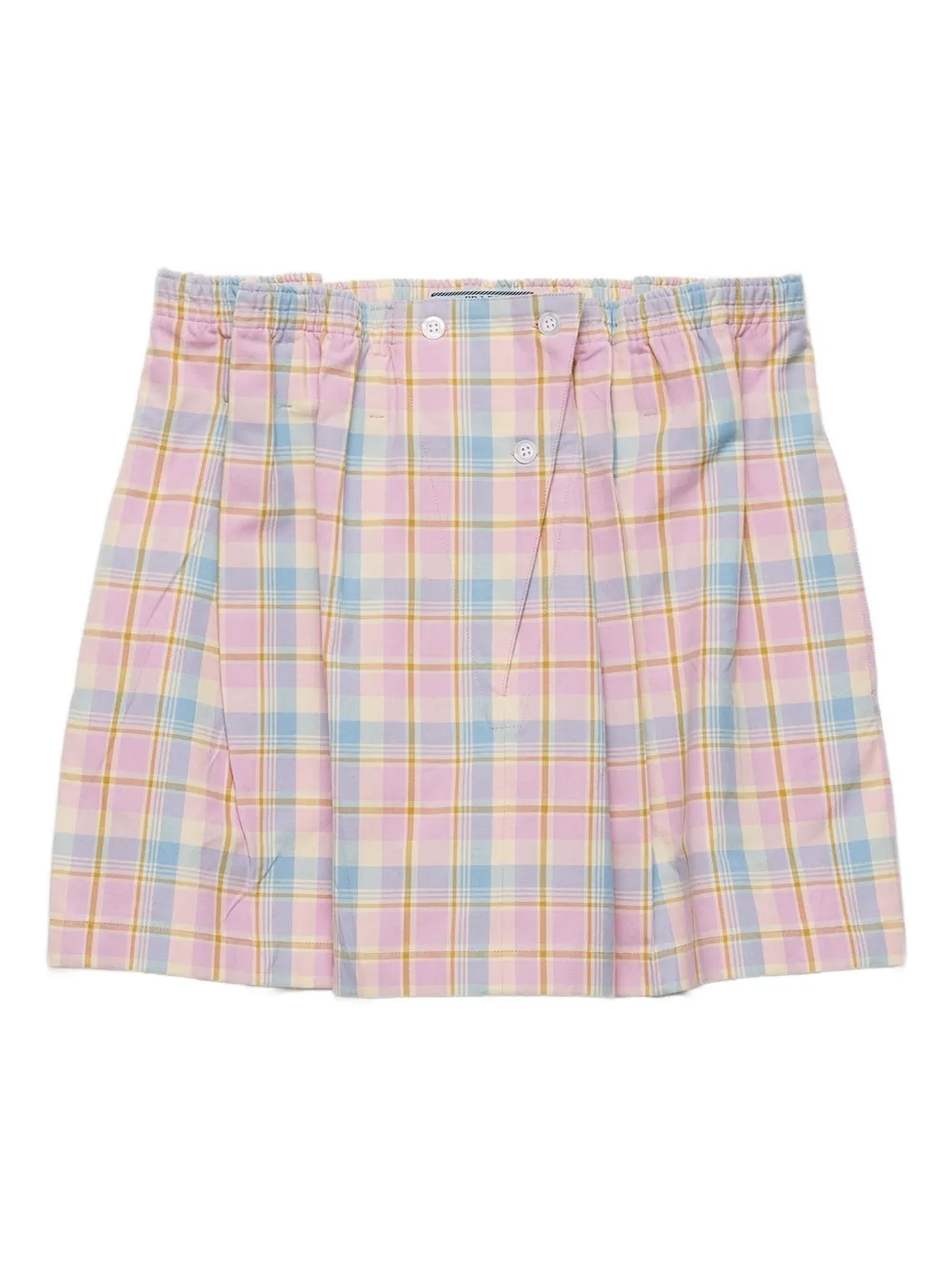 Prada Geruite mini-rok met gesmockte taille Roze