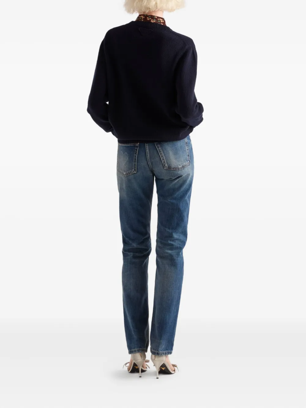 Prada ribbed crew-neck sweater Blauw