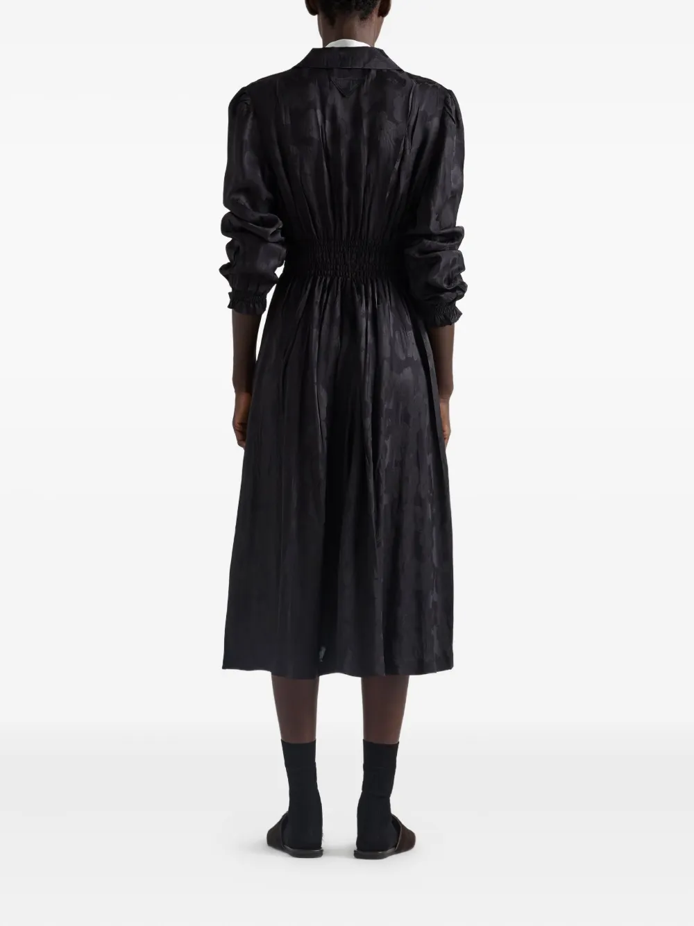 Prada floral jacquard midi dress Zwart