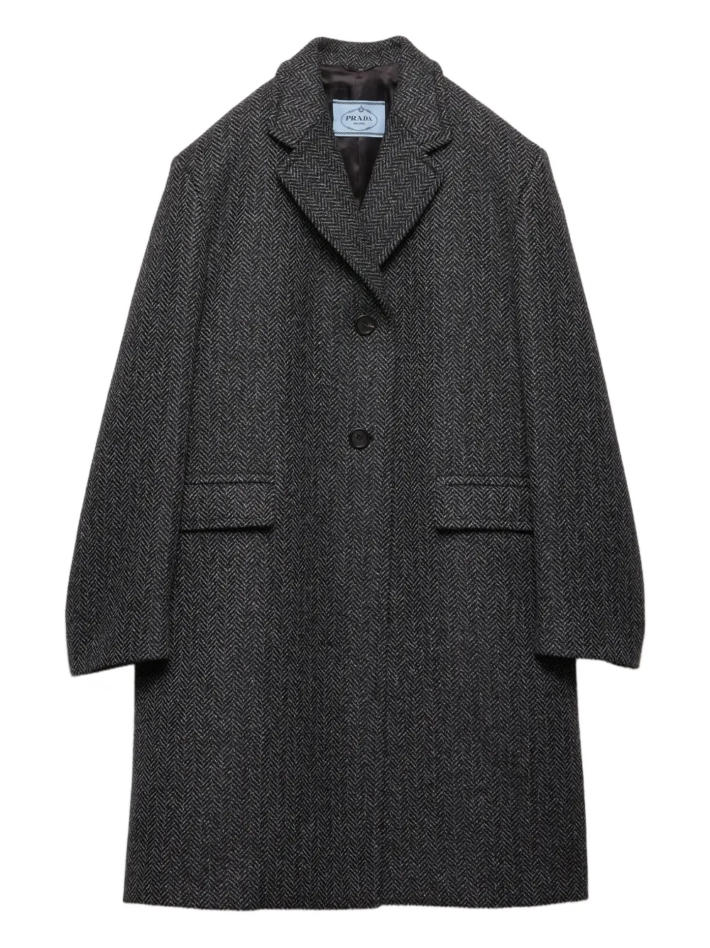 Prada Jas met gekerfde revers en visgraatpatroon Grijs