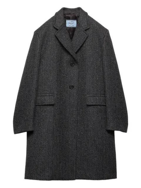 Prada herringbone notched-lapel coat