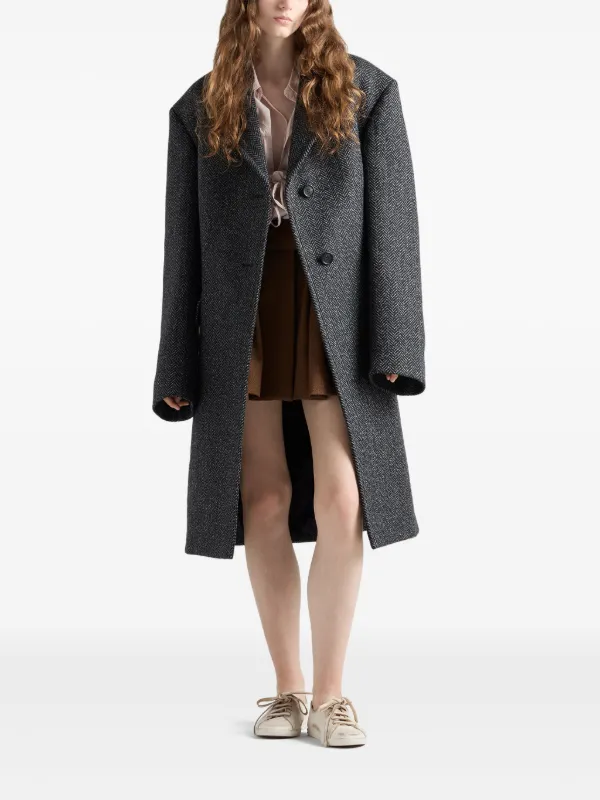 Prada ヘリンボーン コート | グレー | FARFETCH JP Prada ヘリンボーン コート | グレー | FARFETCH JP