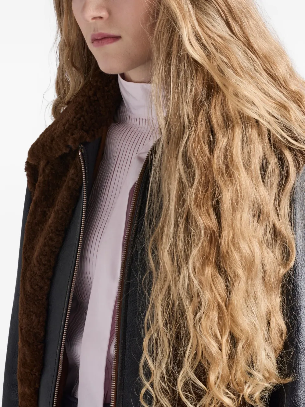 Prada Top met hoge hals en strikdetail Roze