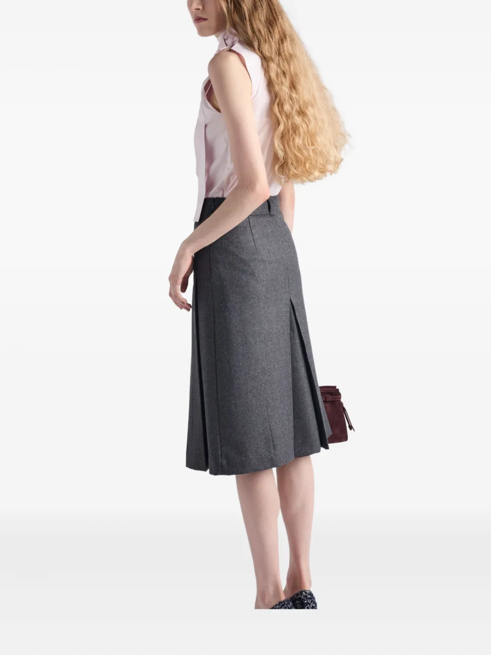 Prada Top met hoge hals en strikdetail Roze