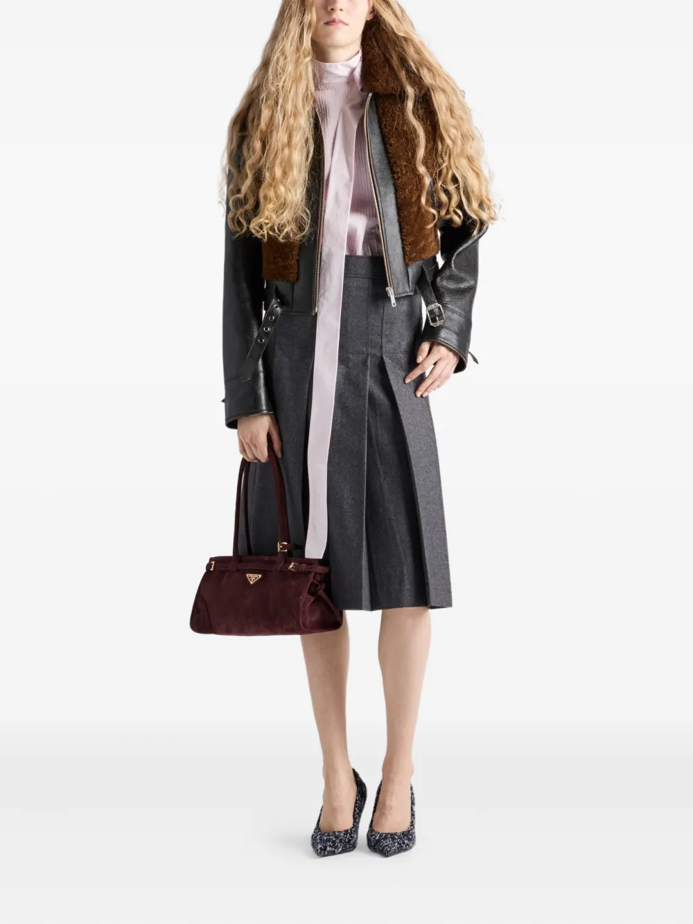 Prada Top met hoge hals en strikdetail - Roze