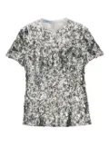 Prada sequin-embellished short-sleeved blouse - Silver