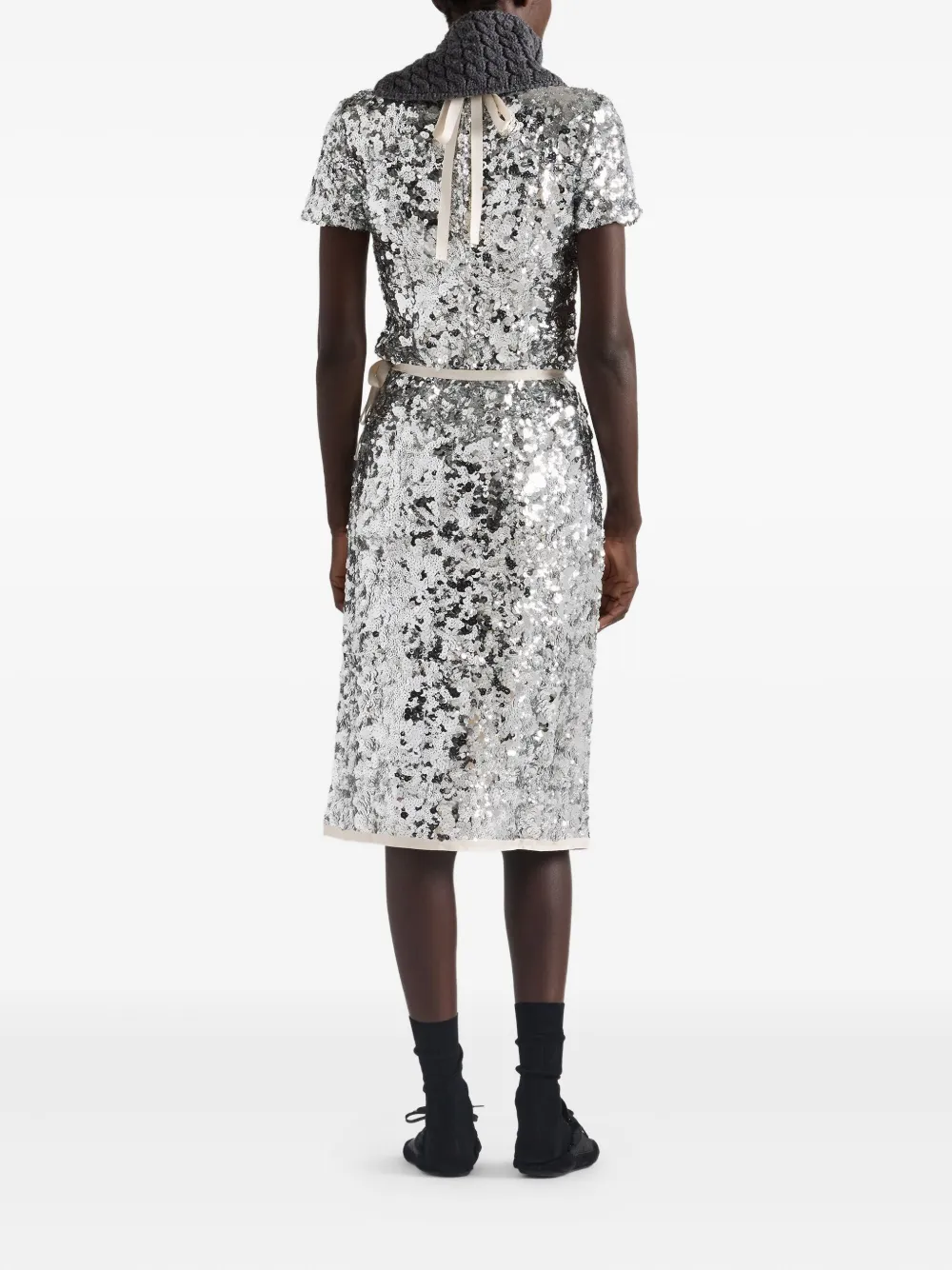 Prada sequin-embellished short-sleeved blouse Zilver