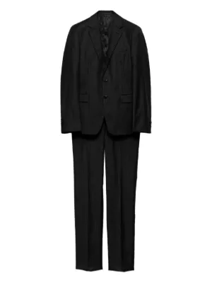 プラダ　PRADA メンズスーツ　50S ブラック テクニカルファブリック シングルブレスト スーツ | PRADA