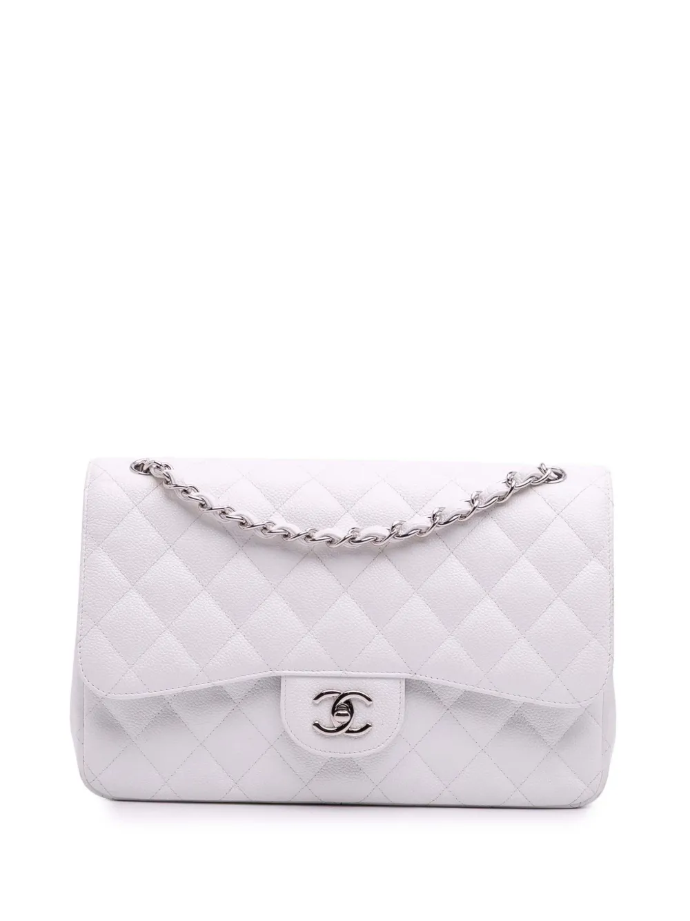 CHANEL Pre-Owned 2010-2011 Jumbo Classic Caviar Double Flap shoulder bag | White | Image 1