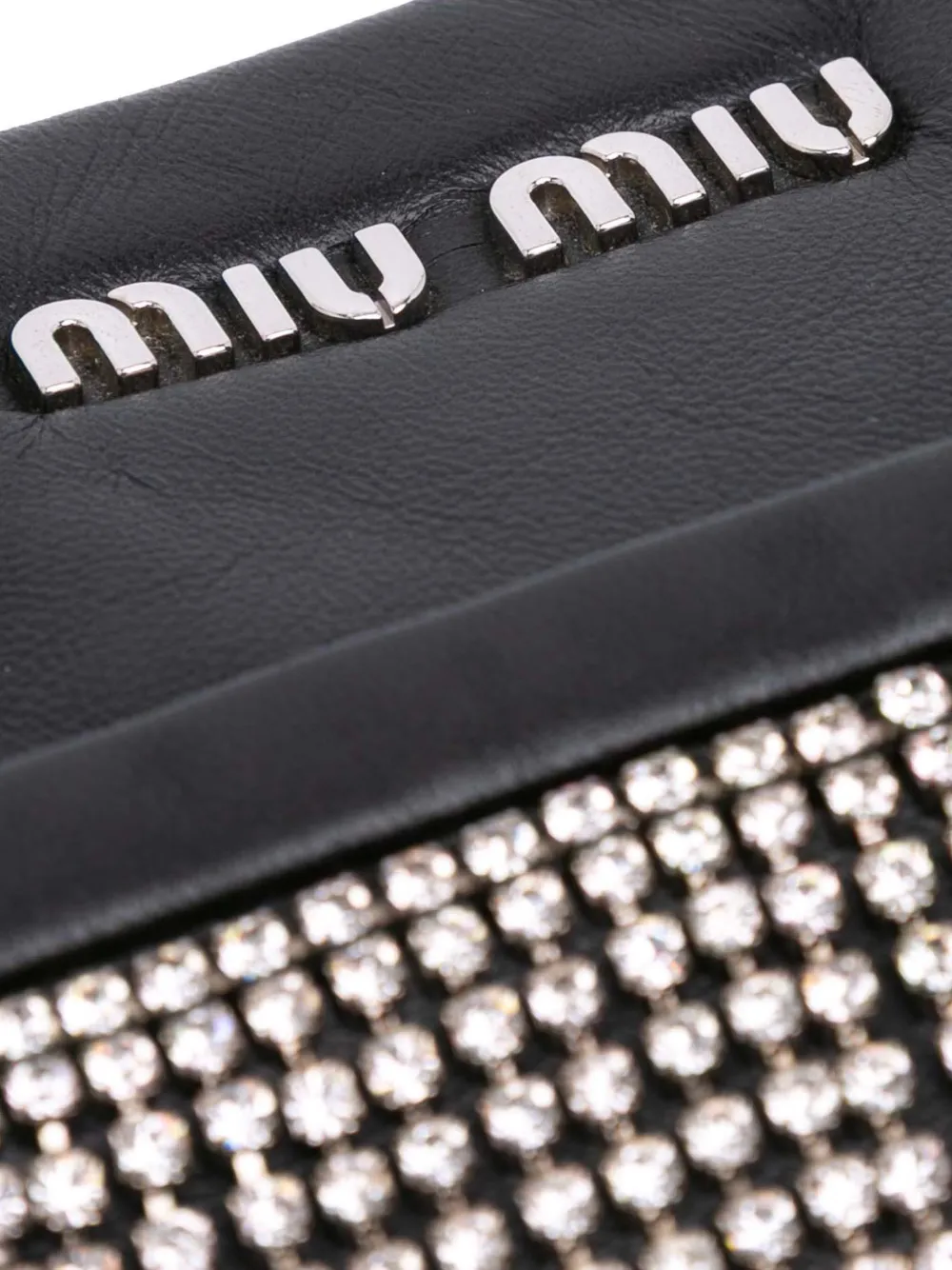 Pre-owned Miu Miu 2010-2025 Nappa Crystal Fringe Crossbody Bag In Black