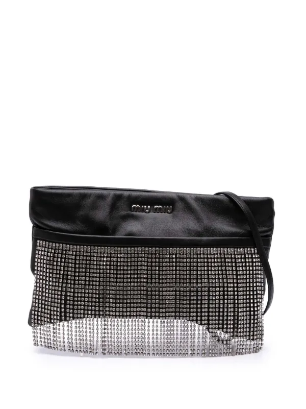 MIU MIU ナッパクリスタル　ハンドバッグ　黒　クリスタル MIU MIU ナッパクリスタル ハンドバッグ 黒 クリスタル Miu Miu Pre