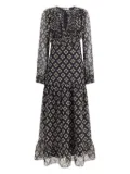 Kristina Ti ruffled geometric-print maxi dress - Black