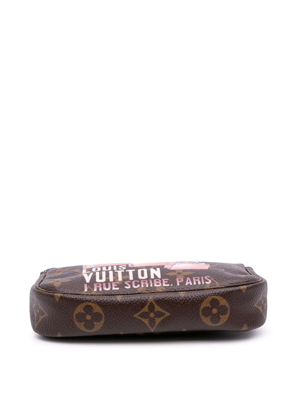 Pre-owned Louis Vuitton 2010 Monogram Affiche Mini Pochette Accessoires Handbag In Brown