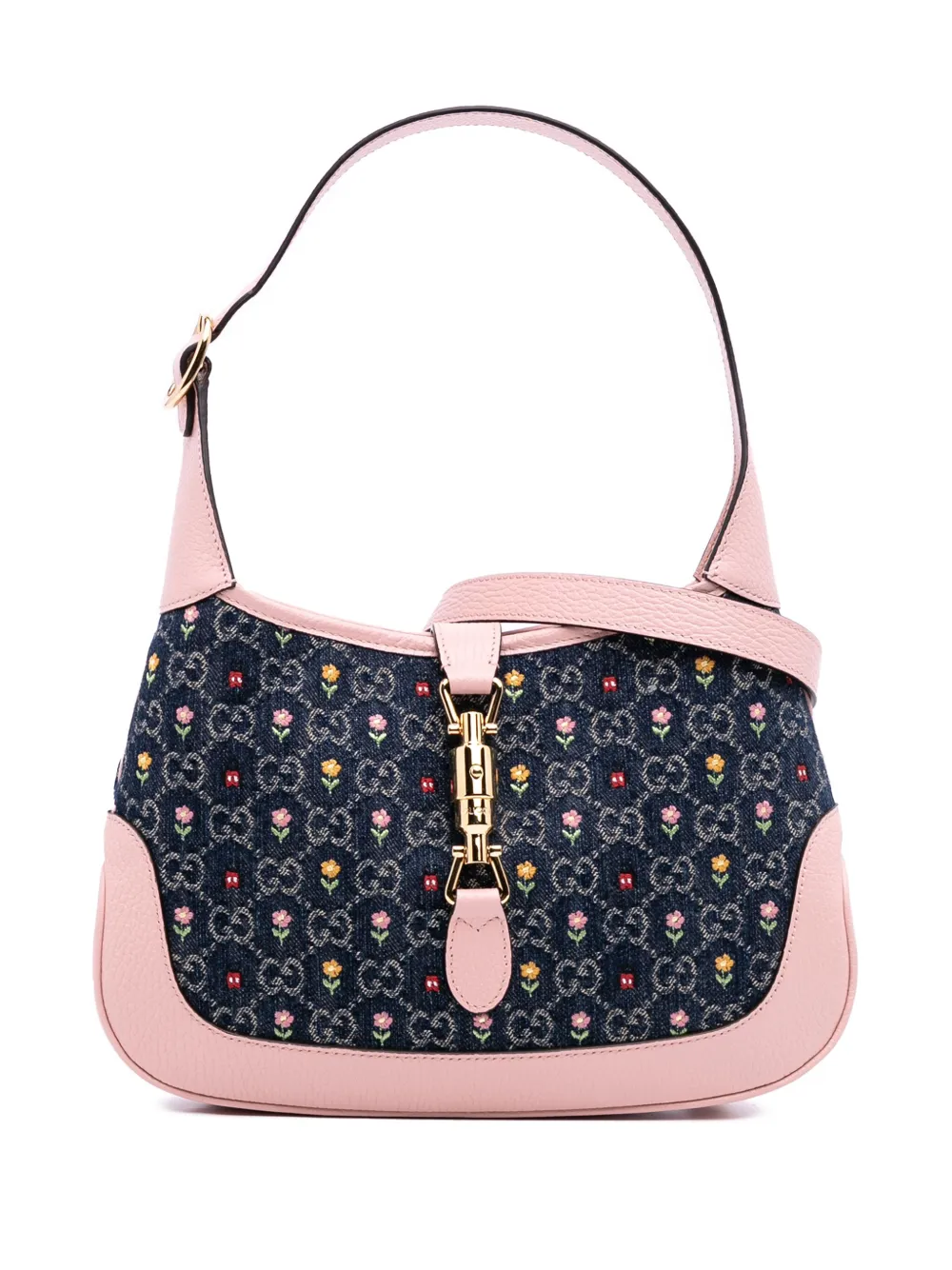 Gucci Pre-Owned 2016-2025 リミテッドエディション スモール GG エンブロイダリー デニム フローラル Gucci Pre-Owned 2016-2025 リミテッドエディション スモール GG エンブロイダリー デニム フローラル