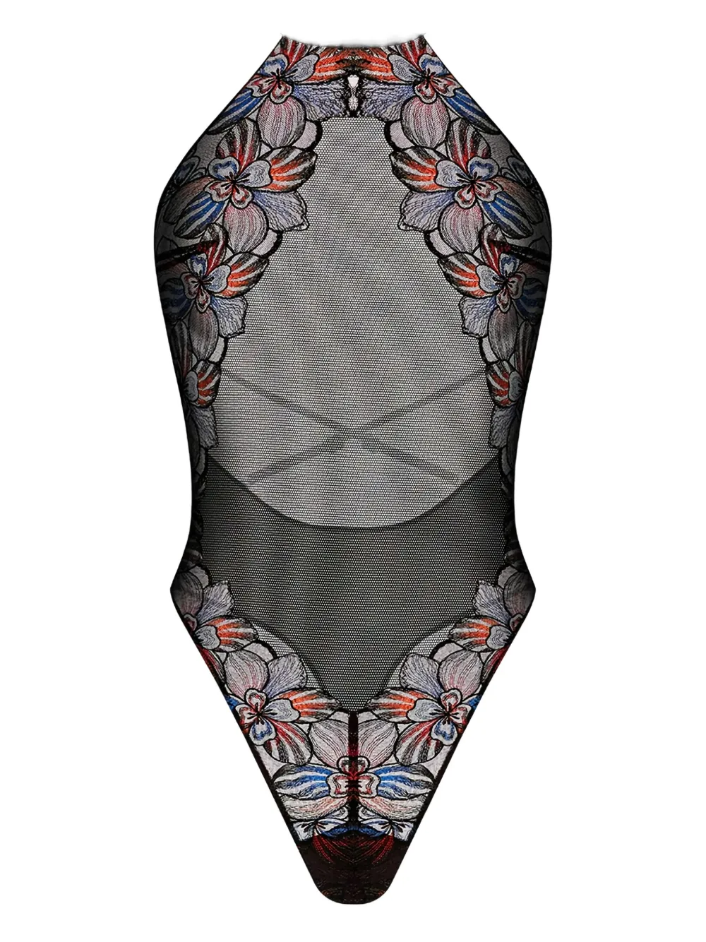 Zhilyova Laia floral-embroidered halter bodysuit | Blue | Image 1