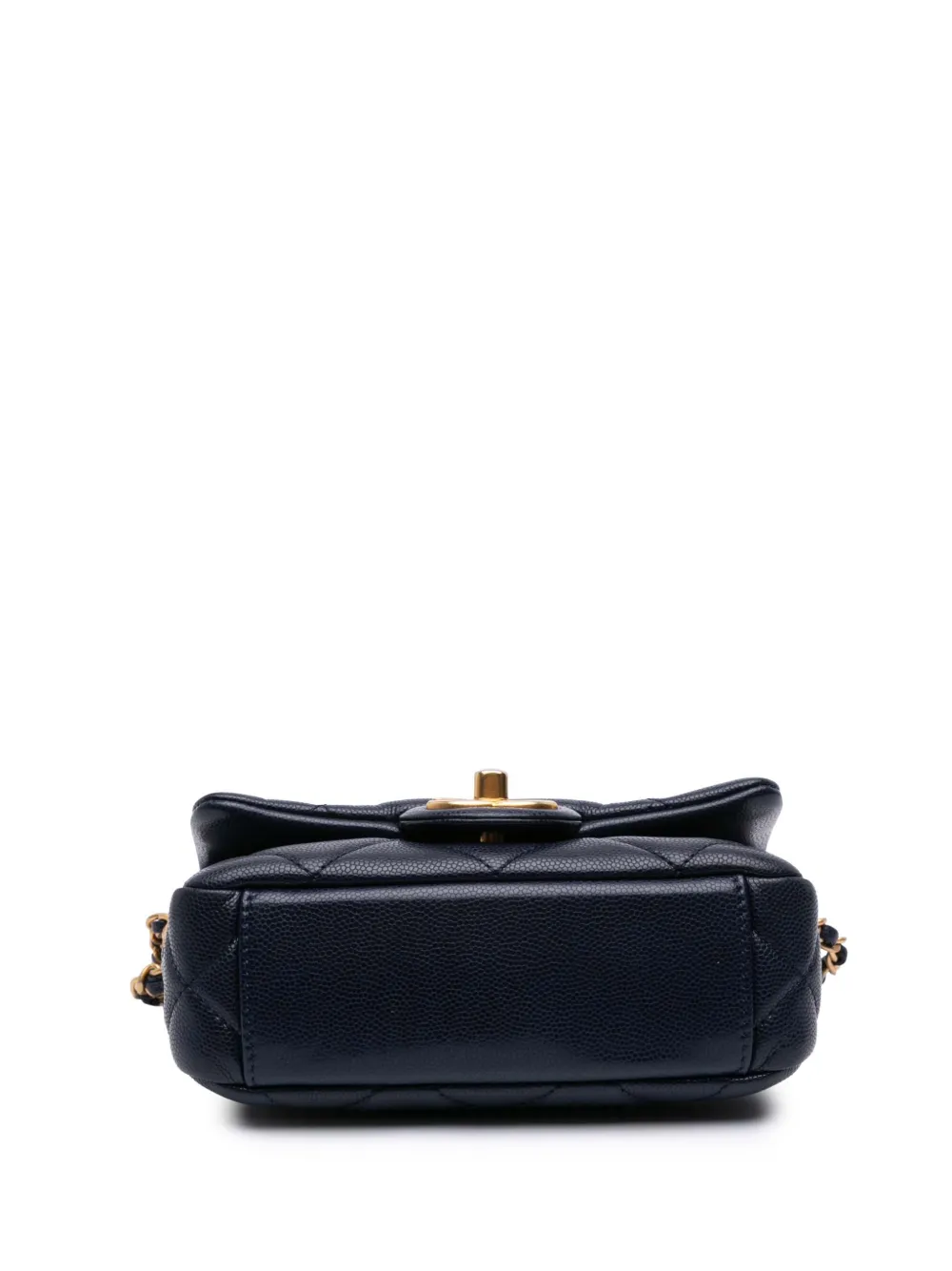 Pre-owned Chanel 2021-2025 Mini Caviar Twist Your Buttons Flap Crossbody Bag In Blue