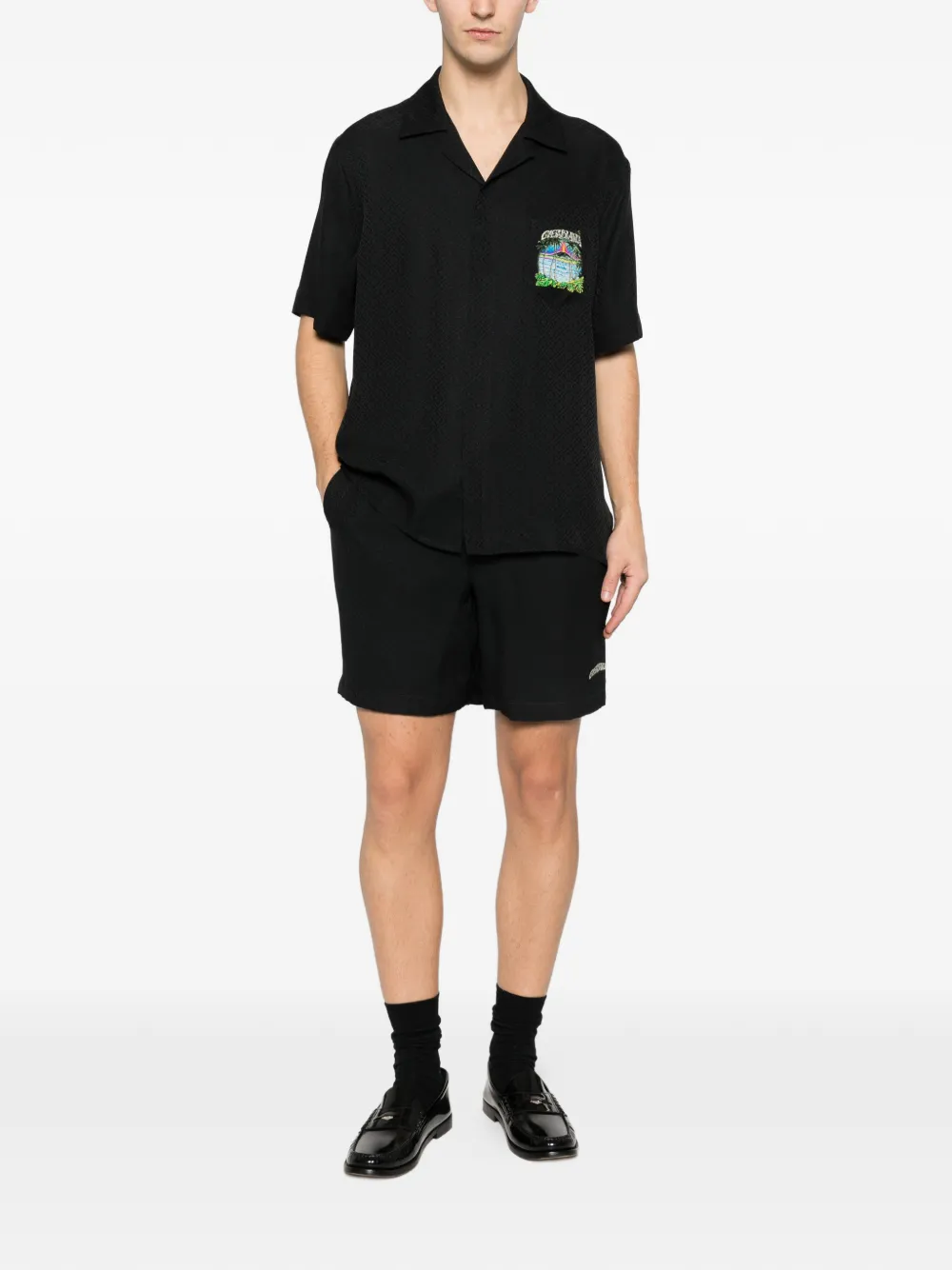 Casablanca Overhemd met korte mouwen en grafische print - Zwart