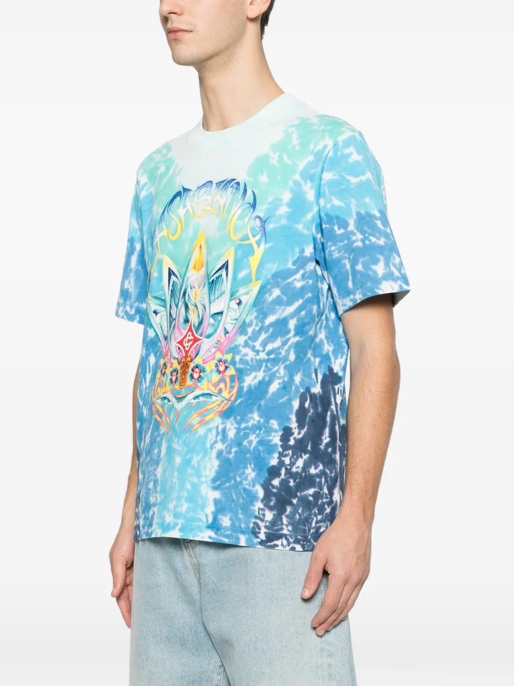 Casablanca Surf Lotus T-shirt met tie-dye print Blauw