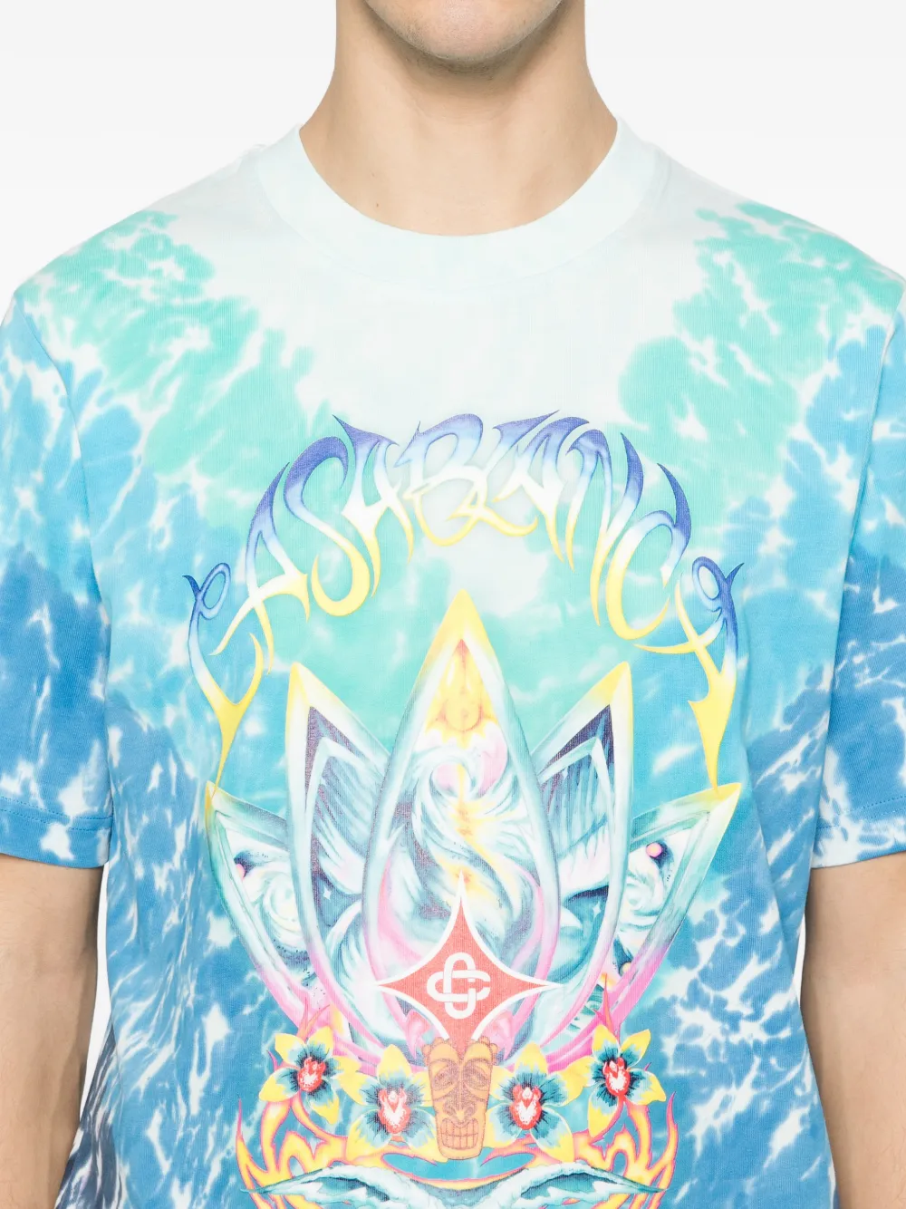 Casablanca Surf Lotus T-shirt met tie-dye print Blauw