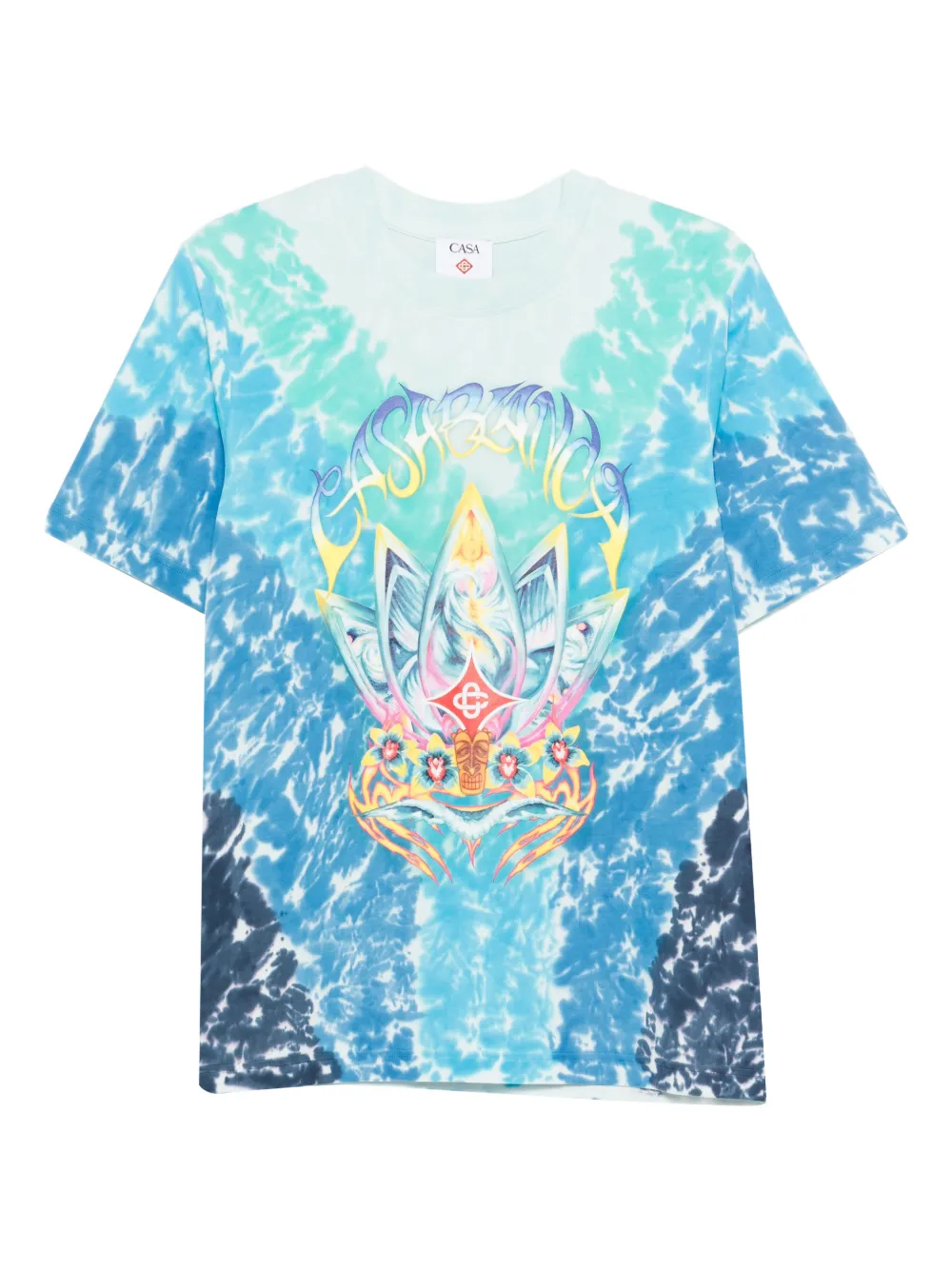 Casablanca lotus-print T-shirt - Blu