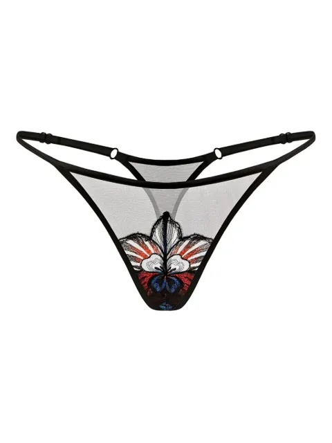 Zhilyova embroidered mesh thong