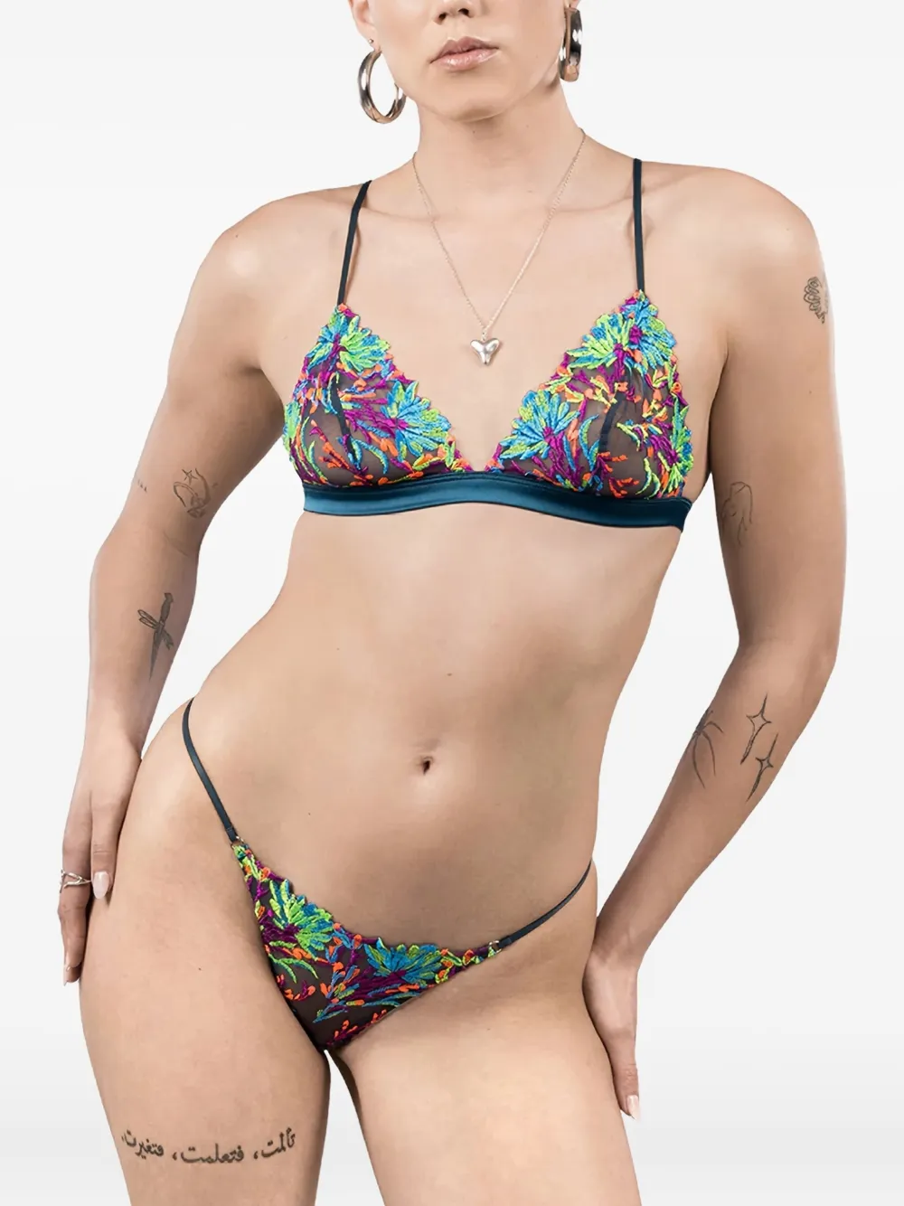 Zhilyova Maris Floral-embroidered Triangle Bralette In Multi