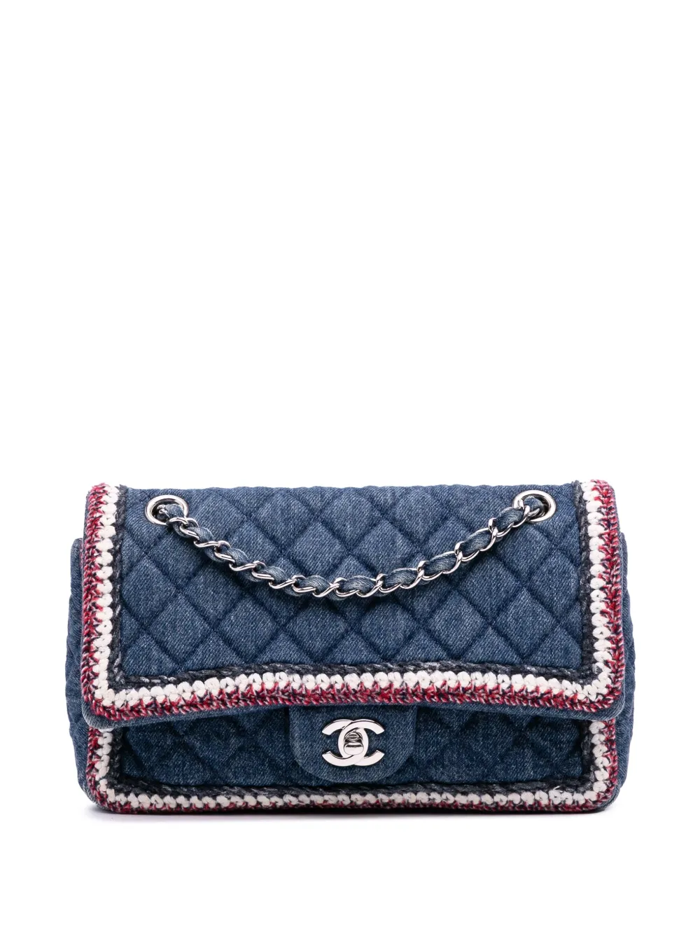 CHANEL Pre-Owned 2018-2019 Quilted Denim Classic Single Flap shoulder CHANEL Pre-Owned 2018-2019 Quilted Denim Classic Single Flap shoulder