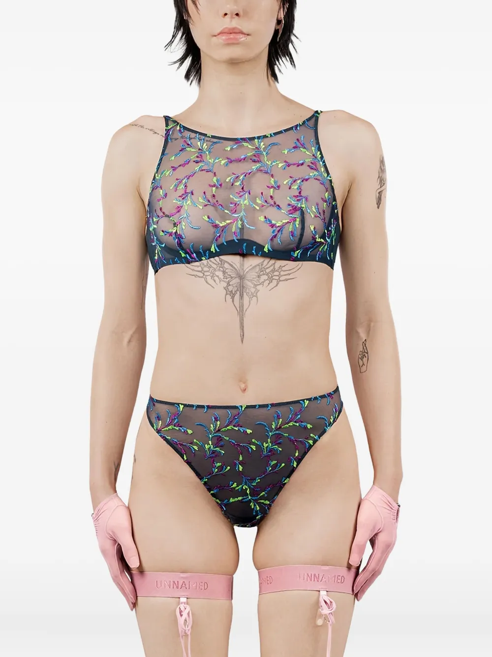 Zhilyova Maris high waist string met bloemen Groen