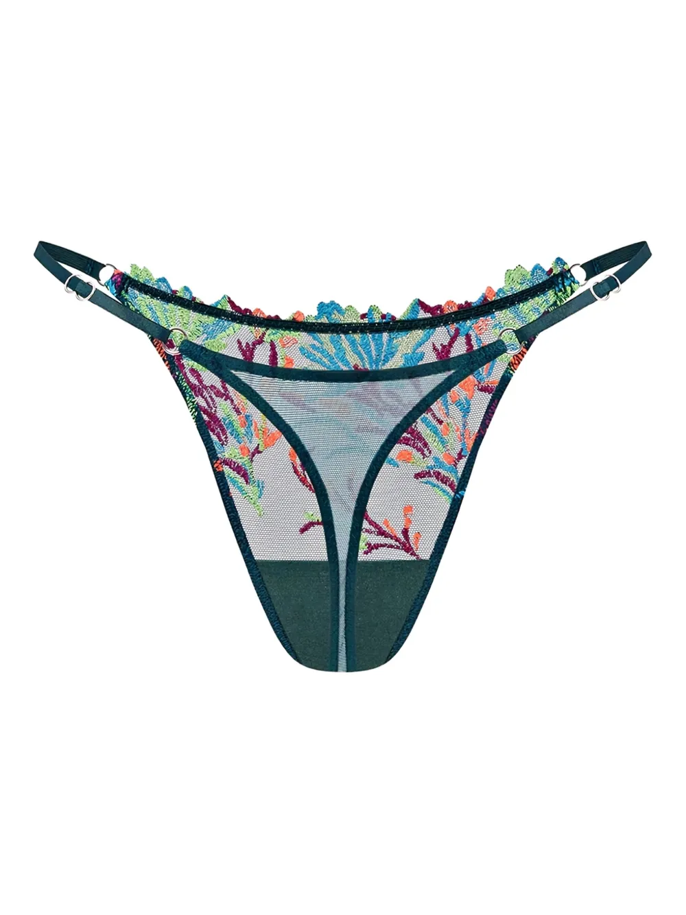 Zhilyova Floral Embroidered G-string In Multi